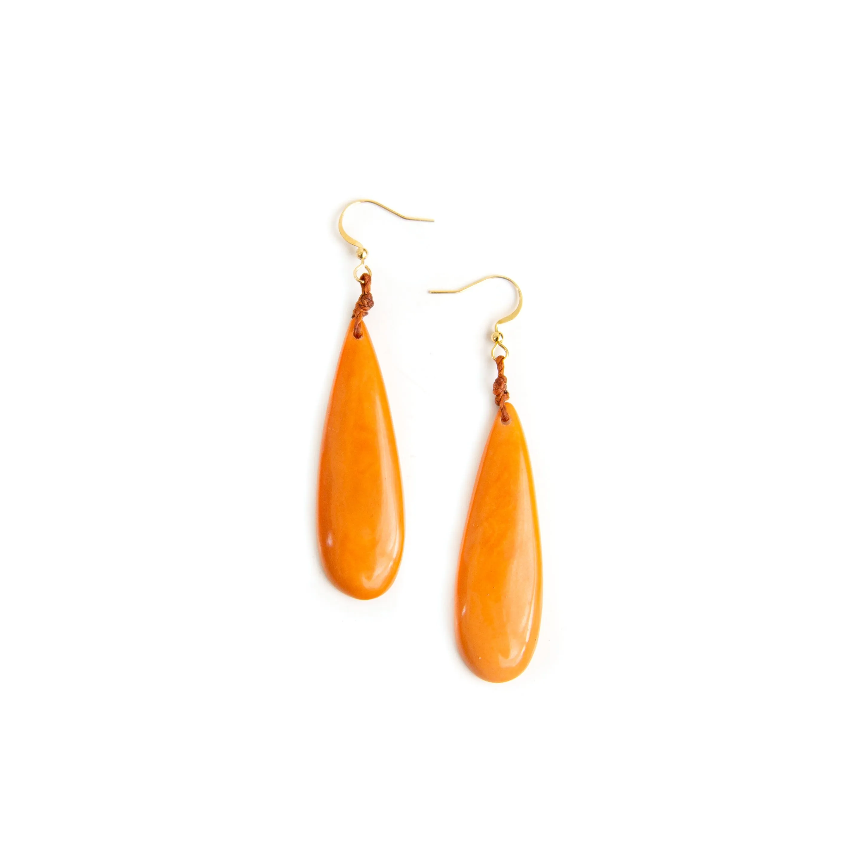 Tagua Teardrop Earrings in Blue, Orange, Black