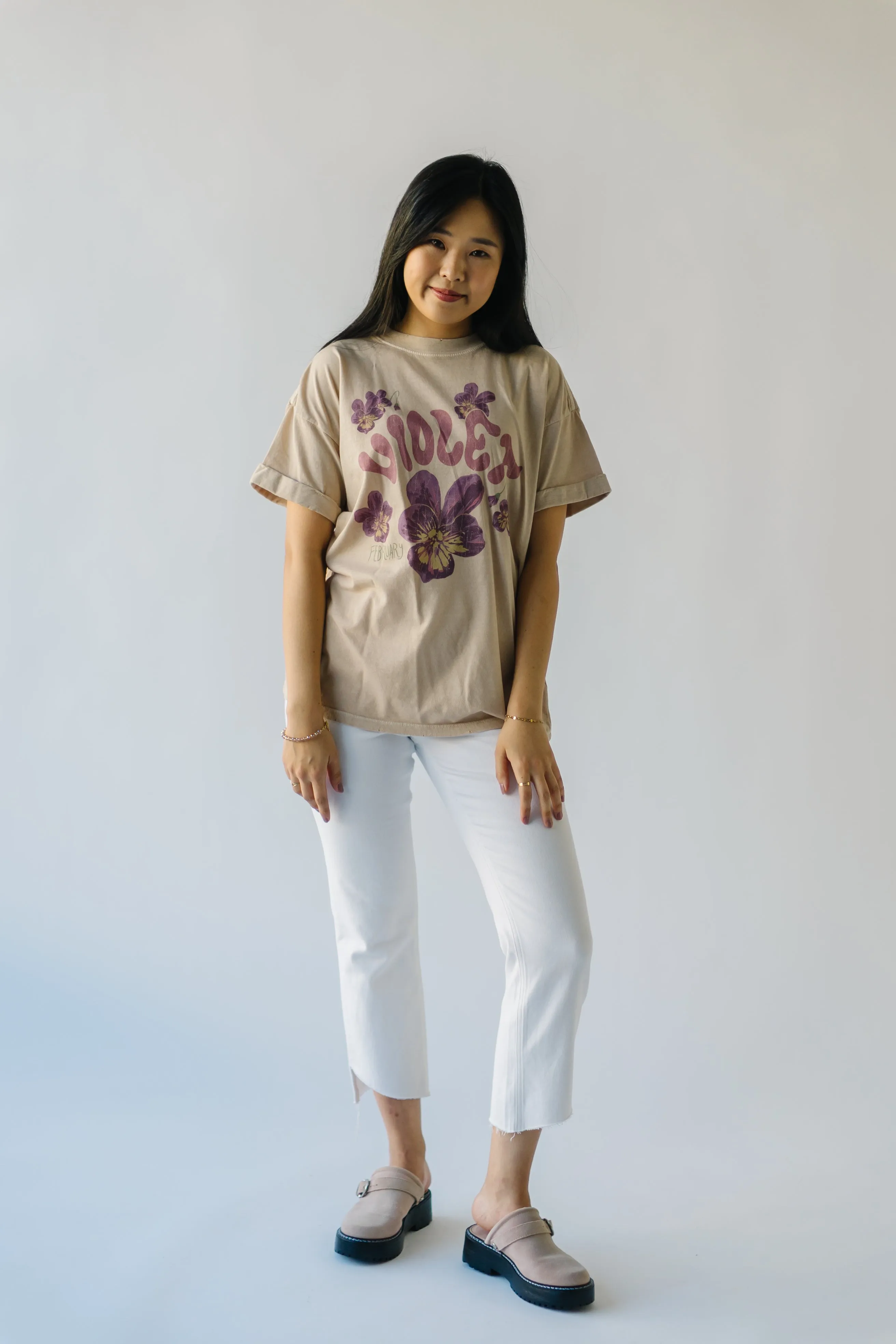 The February Violet Tee in Sand