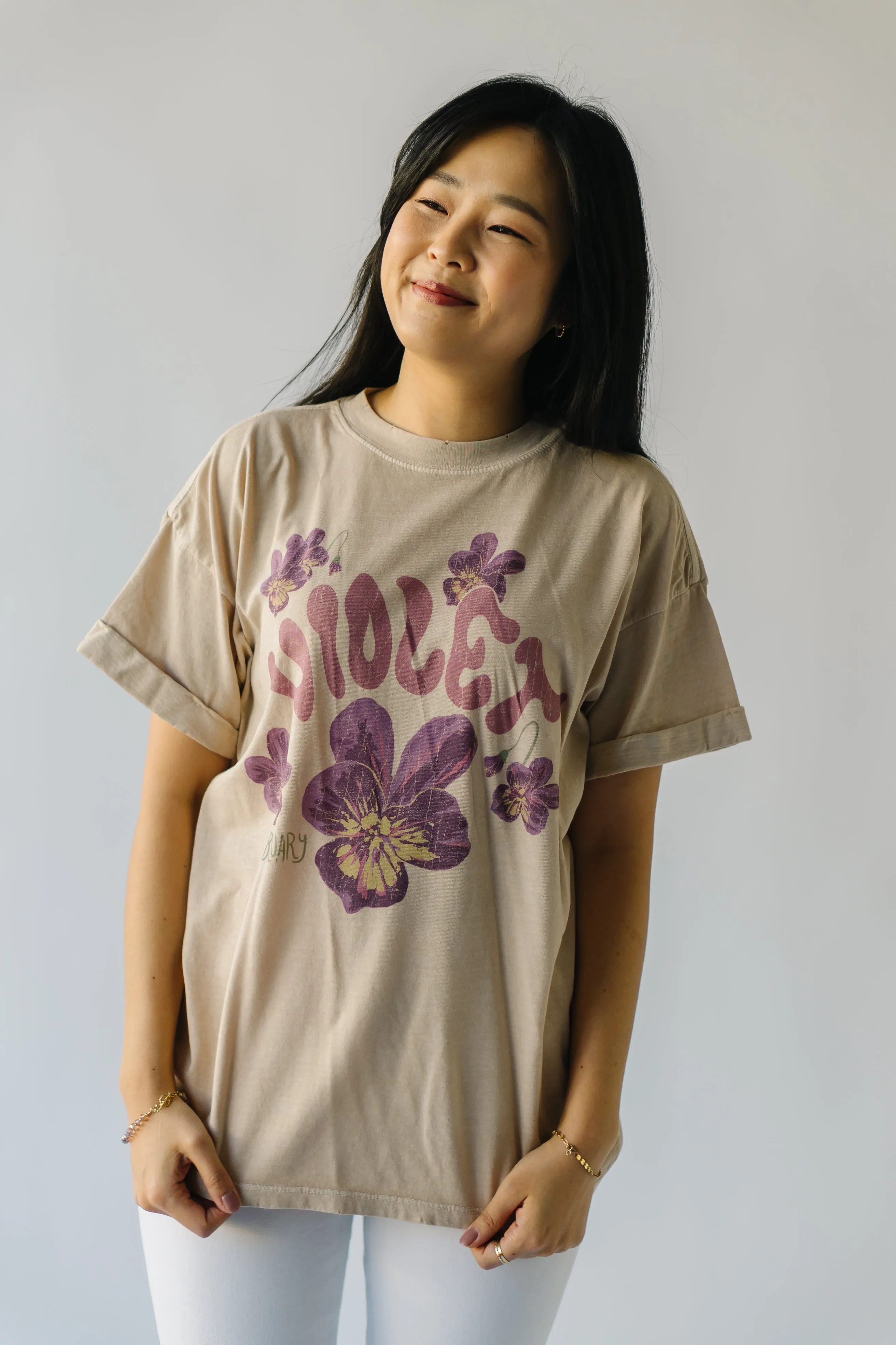 The February Violet Tee in Sand