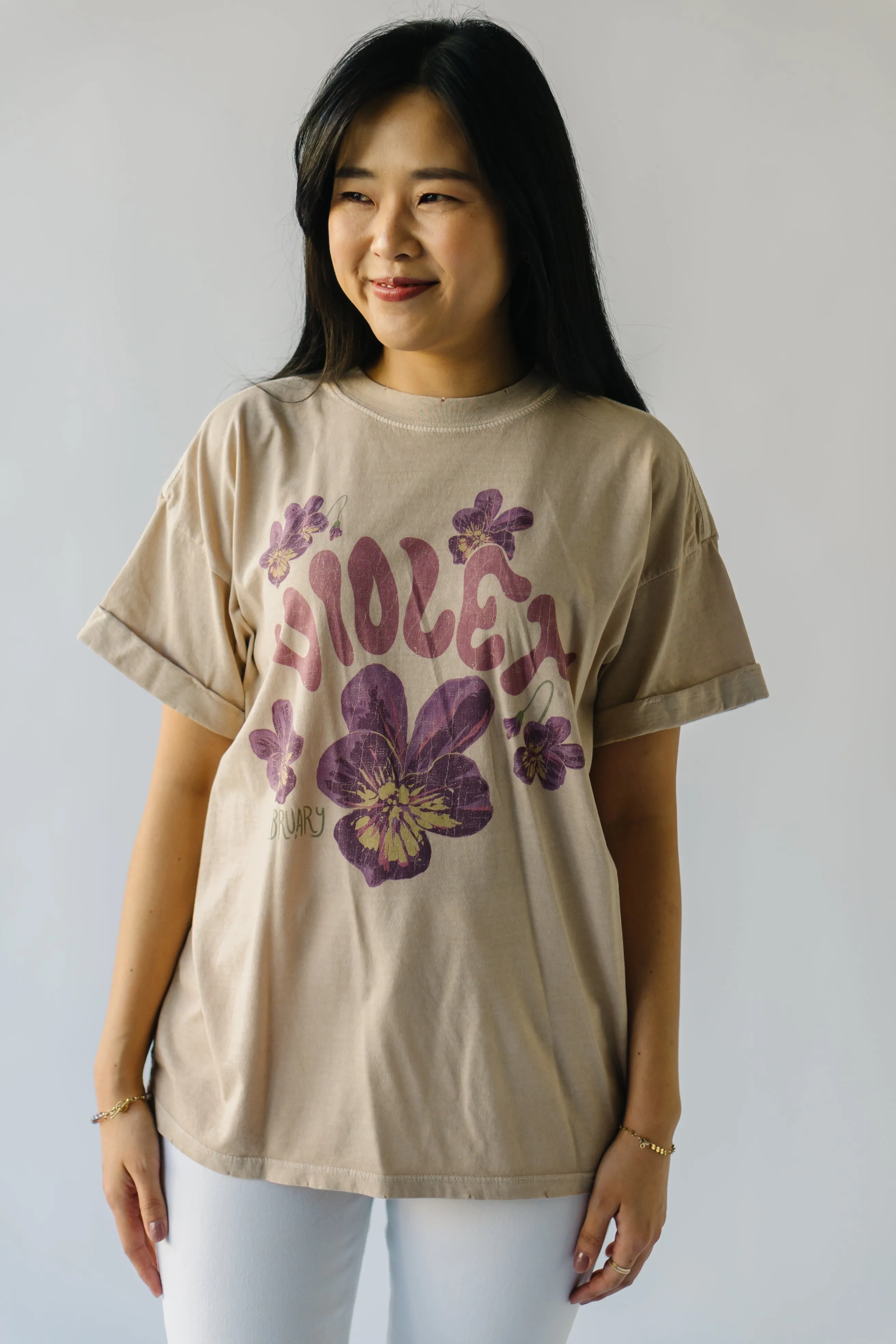 The February Violet Tee in Sand