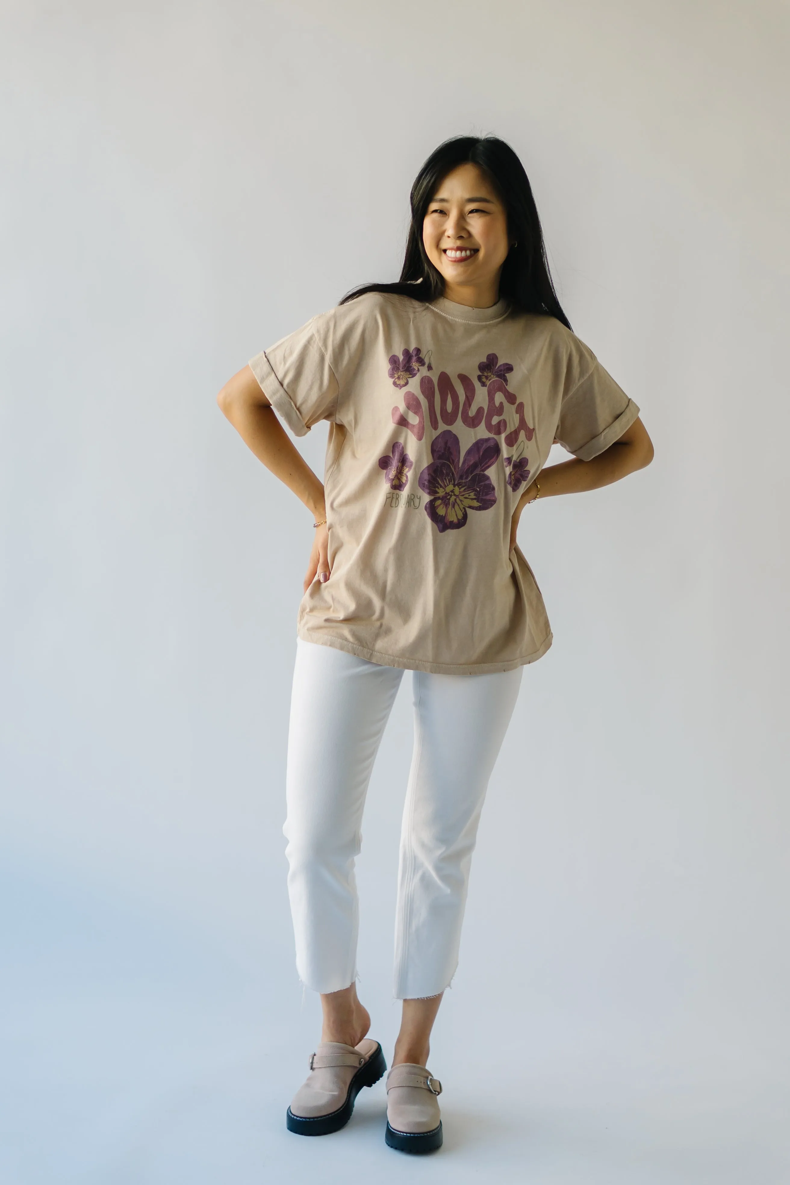 The February Violet Tee in Sand