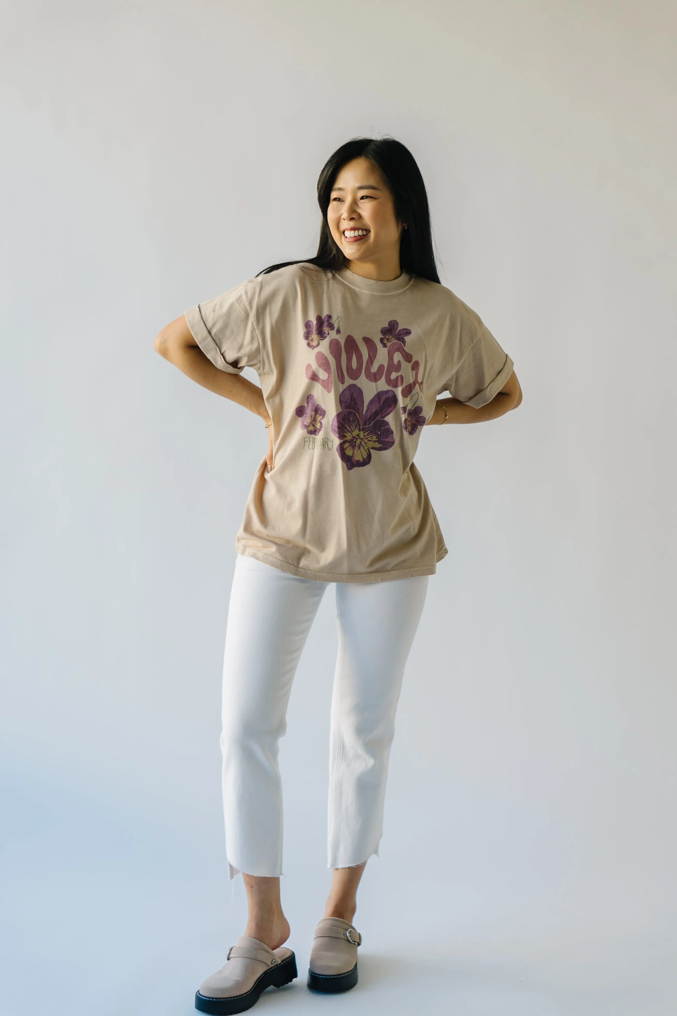 The February Violet Tee in Sand