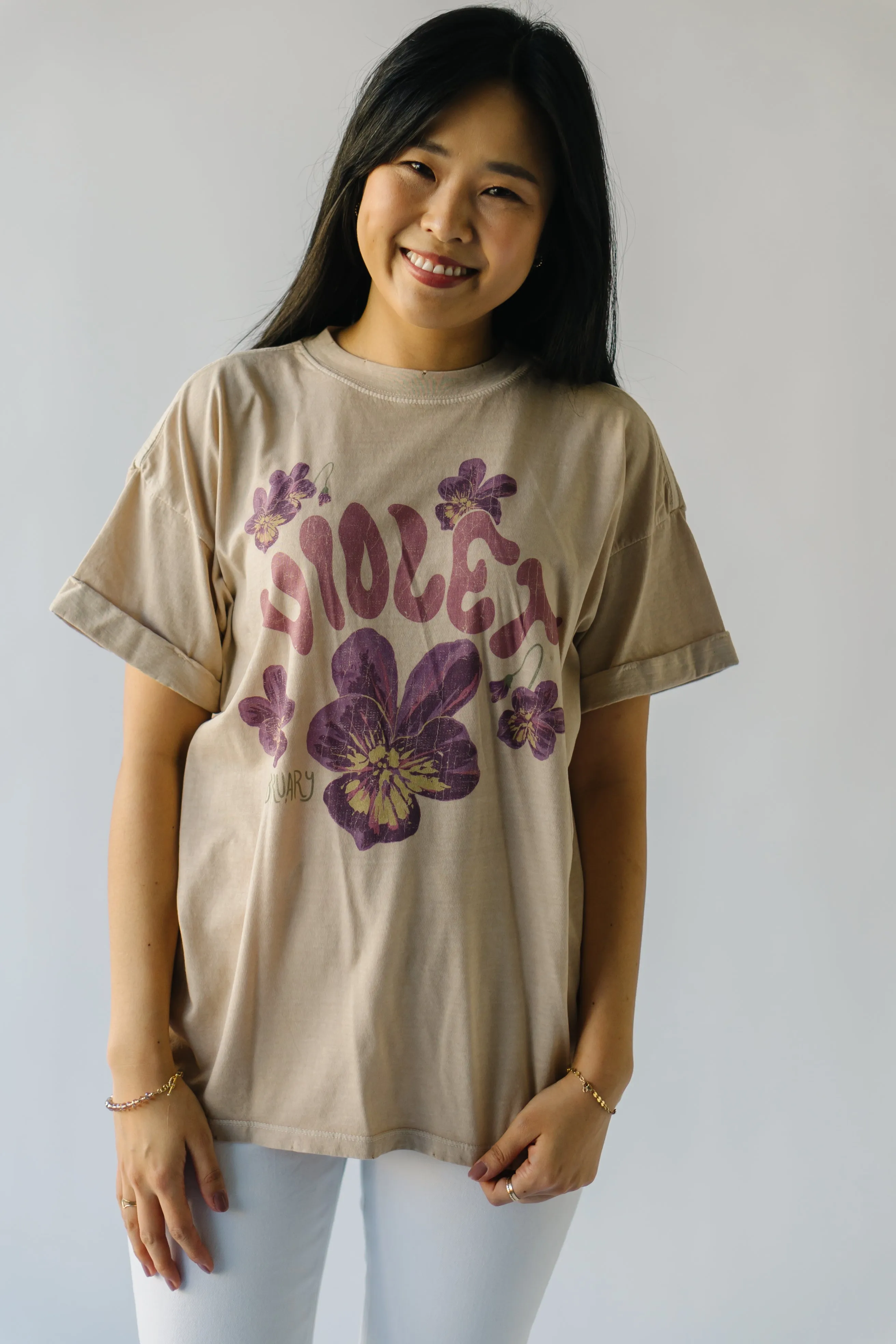 The February Violet Tee in Sand