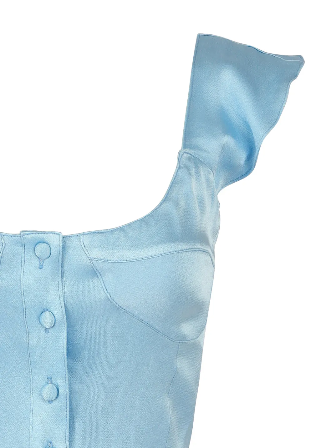 The Heather Top - Sky Blue Satin