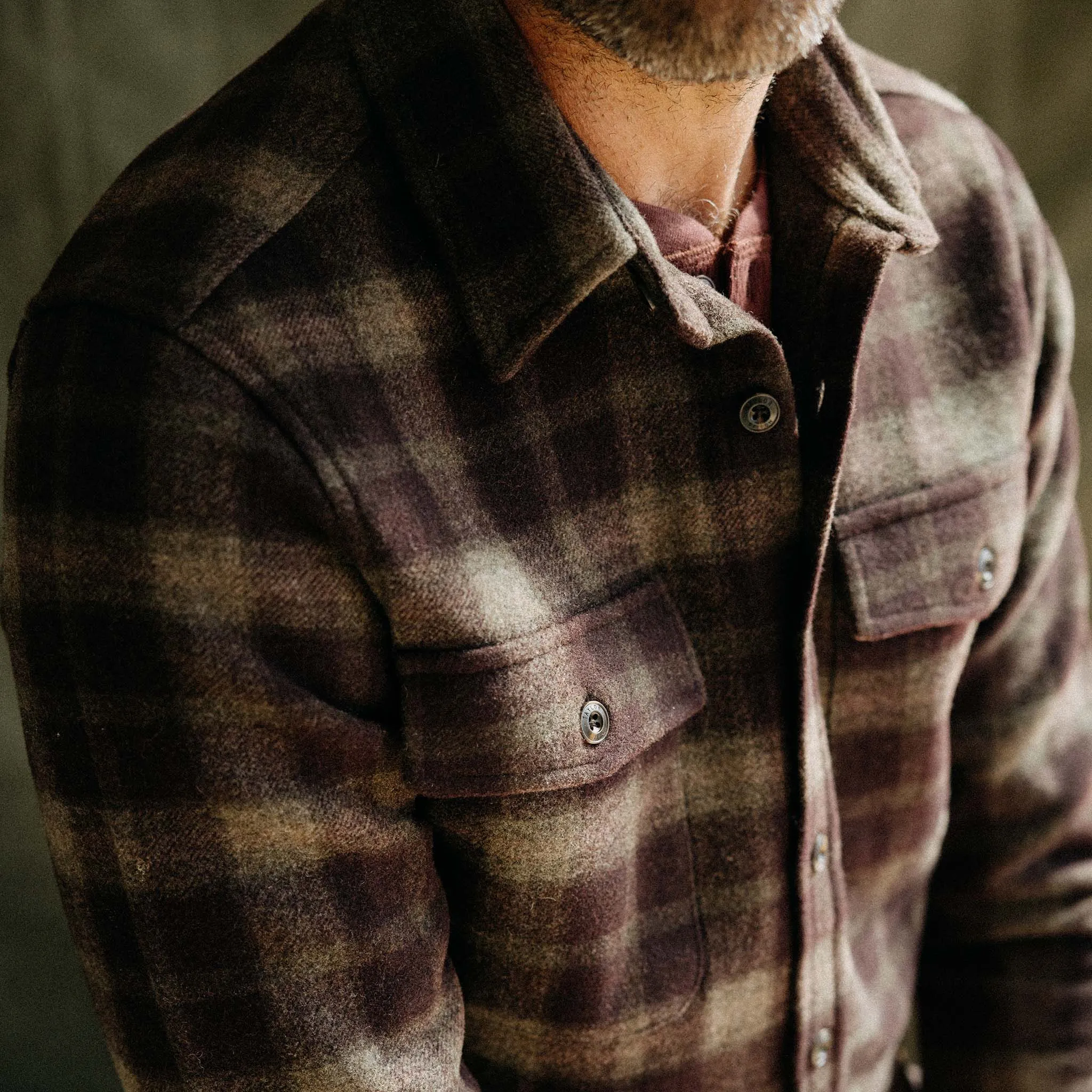 The Maritime Shirt Jacket in Burgundy Plaid