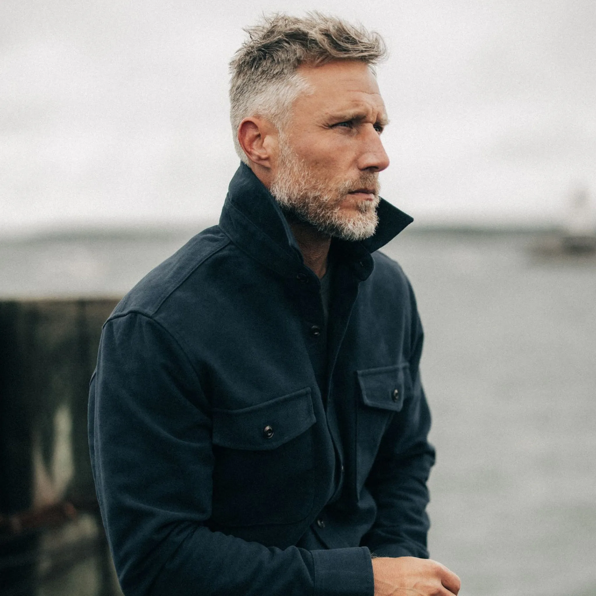 The Maritime Shirt Jacket in Dark Navy Moleskin