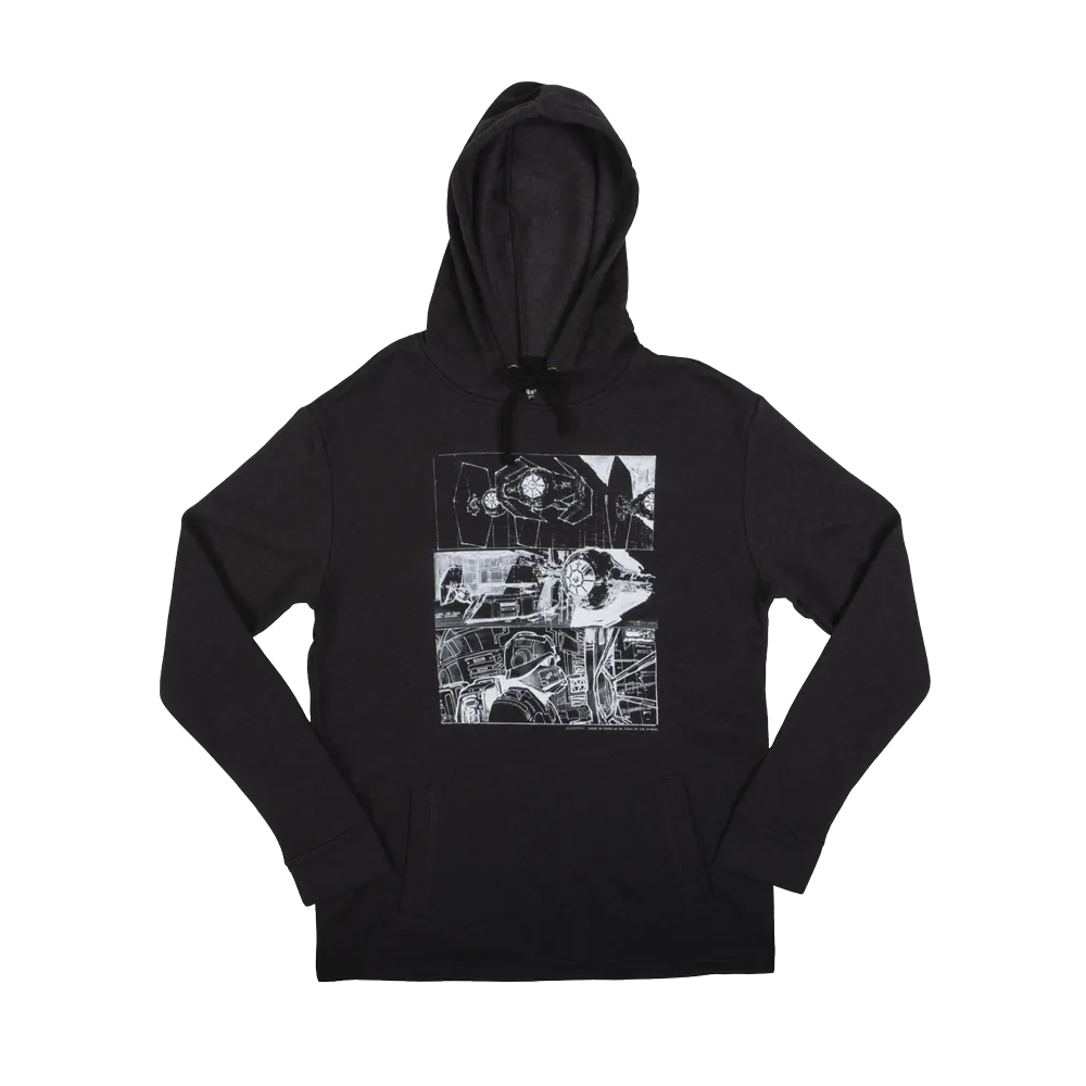 TIE Fighter Storyboard Collage Charcoal Hoodie