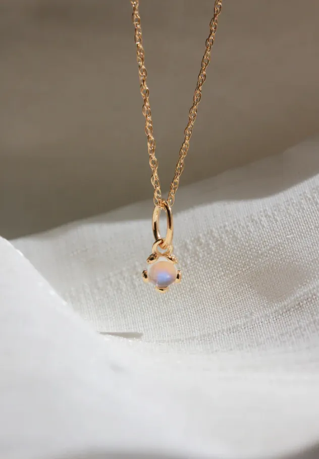 Tiny Moonstone Flower Necklace