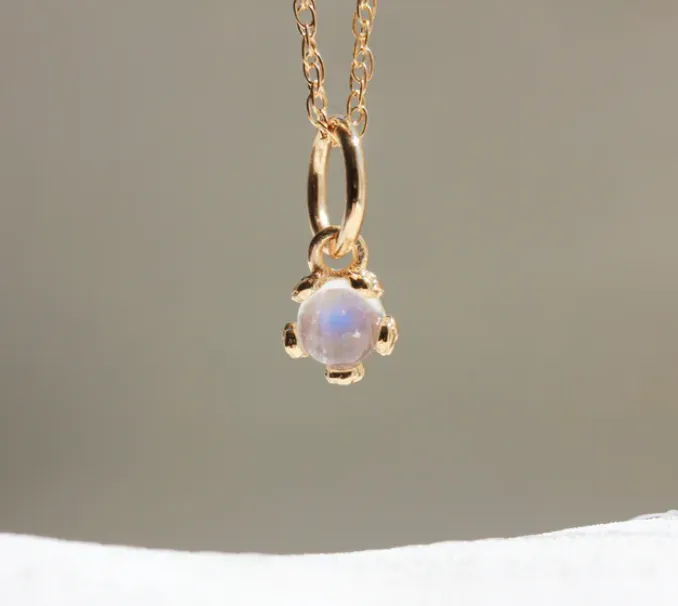 Tiny Moonstone Flower Necklace