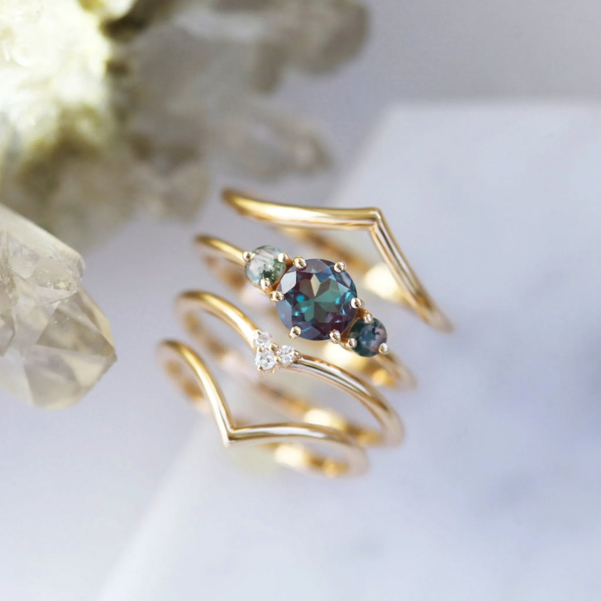 Vania Alexandrite Ring Set