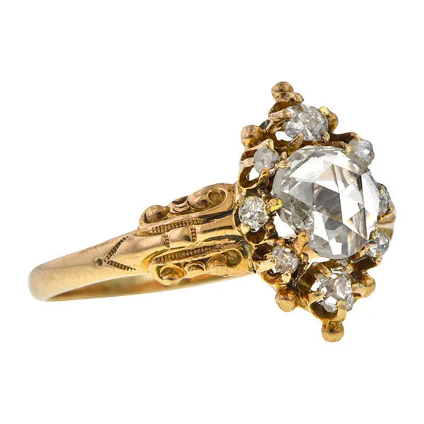 Victorian Rose Cut & Old Mine Cut Diamond Ring