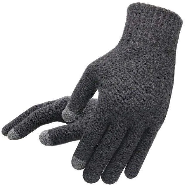 Winter Autumn Men Knitted Gloves Touch Screen High Quality Male Thicken Warm Wool Cashmere Solid Gloves Men Mitten Business