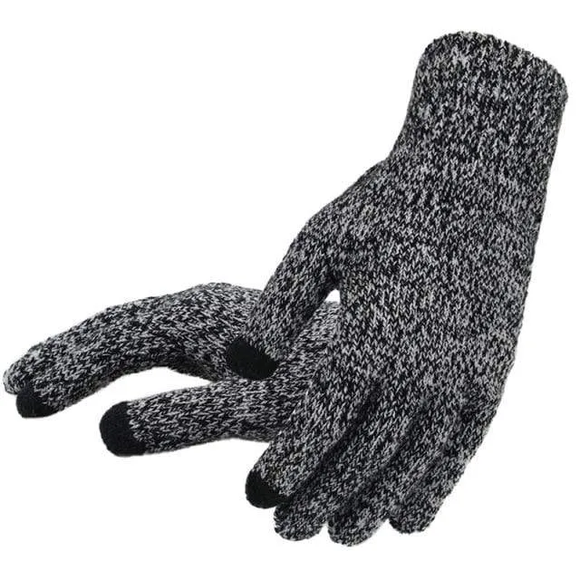 Winter Autumn Men Knitted Gloves Touch Screen High Quality Male Thicken Warm Wool Cashmere Solid Gloves Men Mitten Business