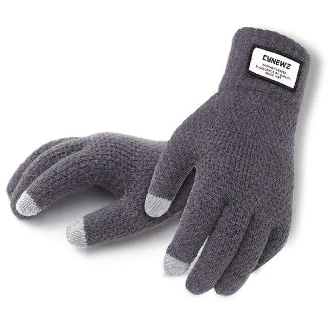 Winter Autumn Men Knitted Gloves Touch Screen High Quality Male Thicken Warm Wool Cashmere Solid Gloves Men Mitten Business