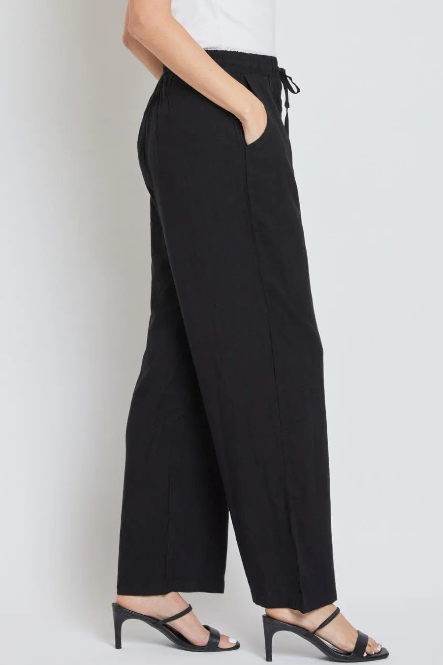 Women's Drawstring Wide Straight Pant with Tie