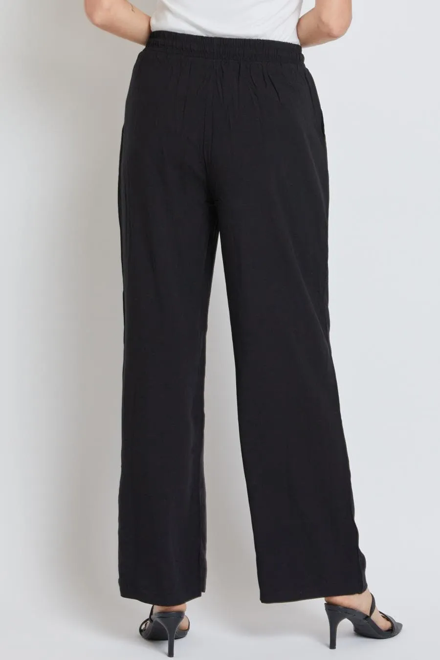 Women's Drawstring Wide Straight Pant with Tie