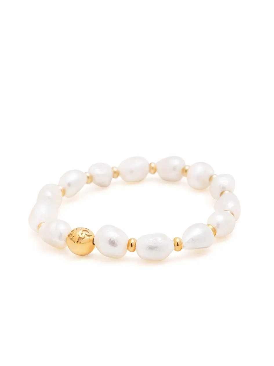 Women's Wristband with Baroque Pearls and Gold