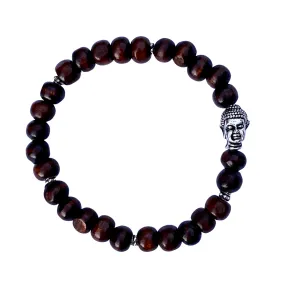 Wood Mala Bracelet with Buddha for Wisdom