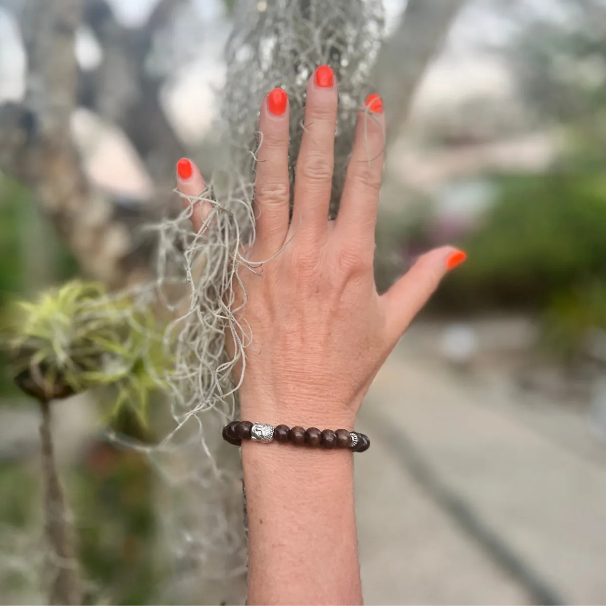 Wood Mala Bracelet with Buddha for Wisdom