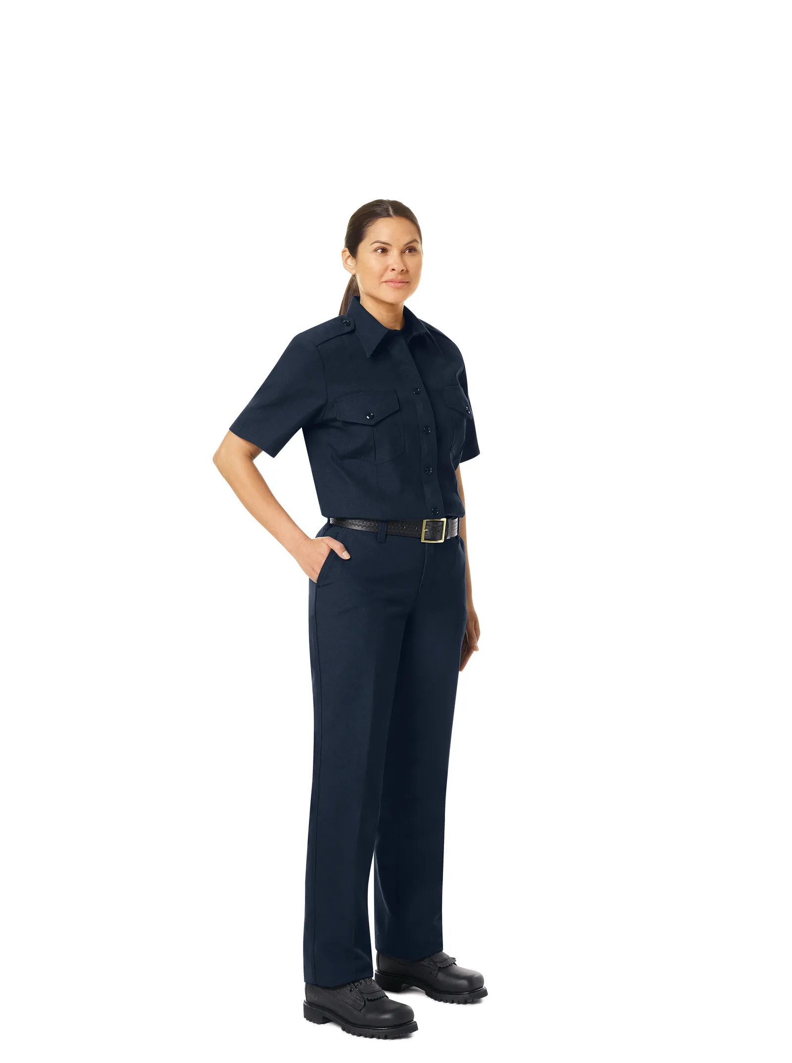 WORKRITE WOMEN'S CLASSIC SHORT SLEEVE FIRE CHIEF SHIRT - MIDNIGHT NAVY