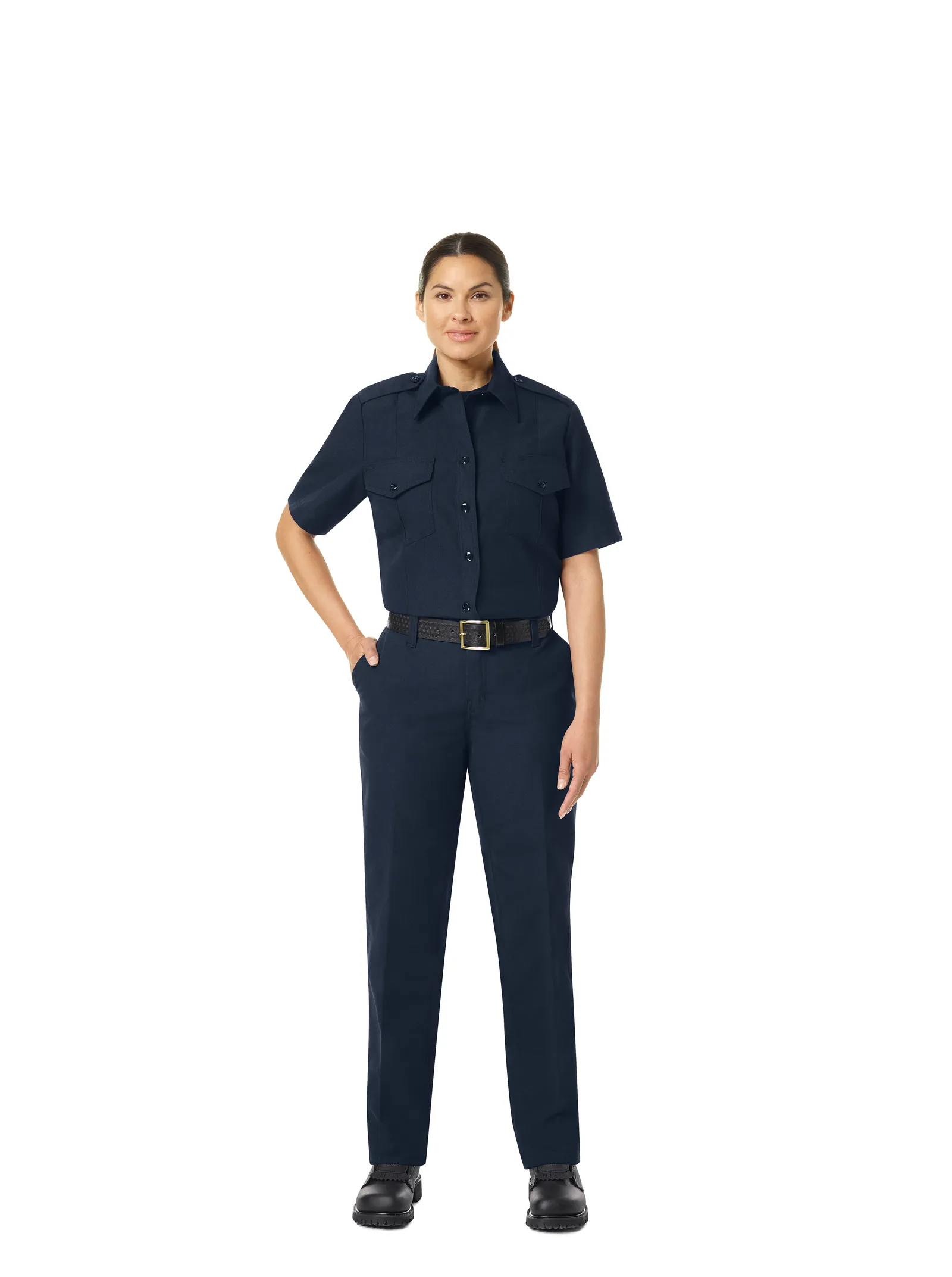 WORKRITE WOMEN'S CLASSIC SHORT SLEEVE FIRE CHIEF SHIRT - MIDNIGHT NAVY