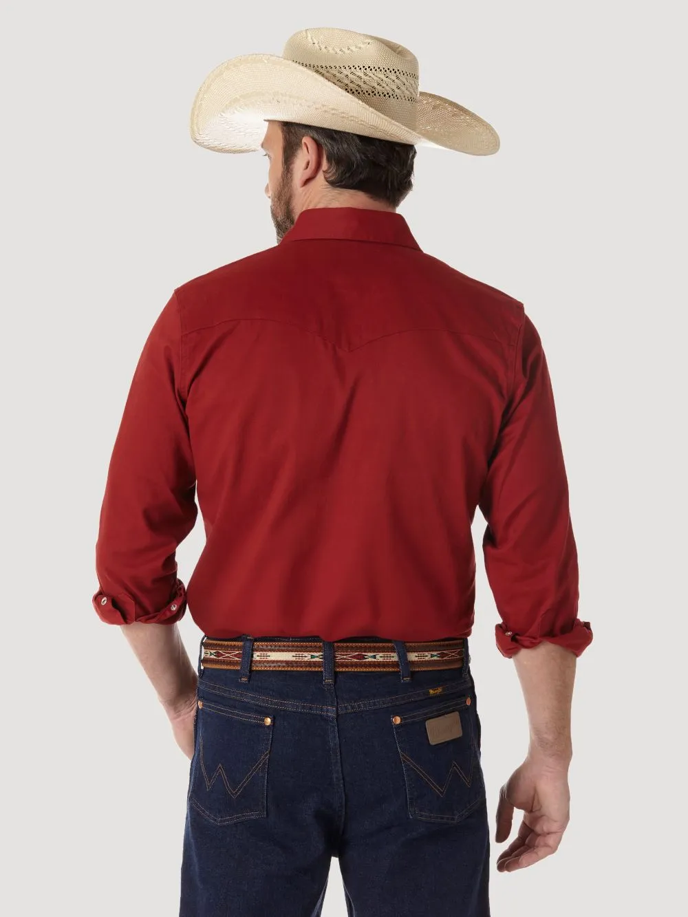 'Wrangler' Men's Advanced Comfort Cowboy Cut Snap Front - Red