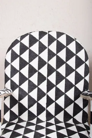 Yoruba Beaded Arm Chair Set of 2 | Black & White Triangles