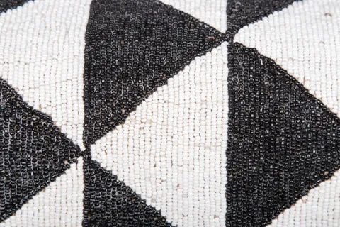 Yoruba Beaded Arm Chair Set of 2 | Black & White Triangles