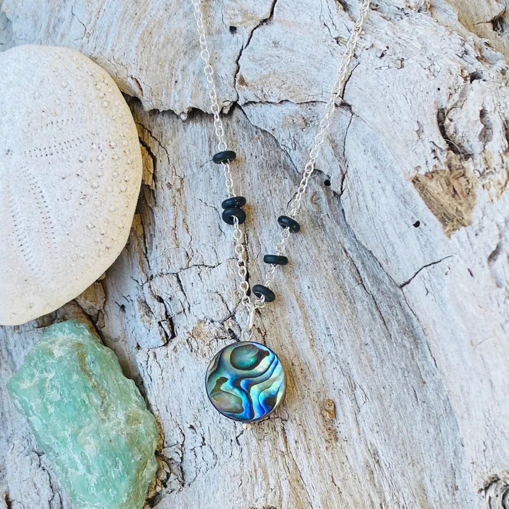 Zero Waste Abalone Necklace with Upcycled Scuba Gear O-rings